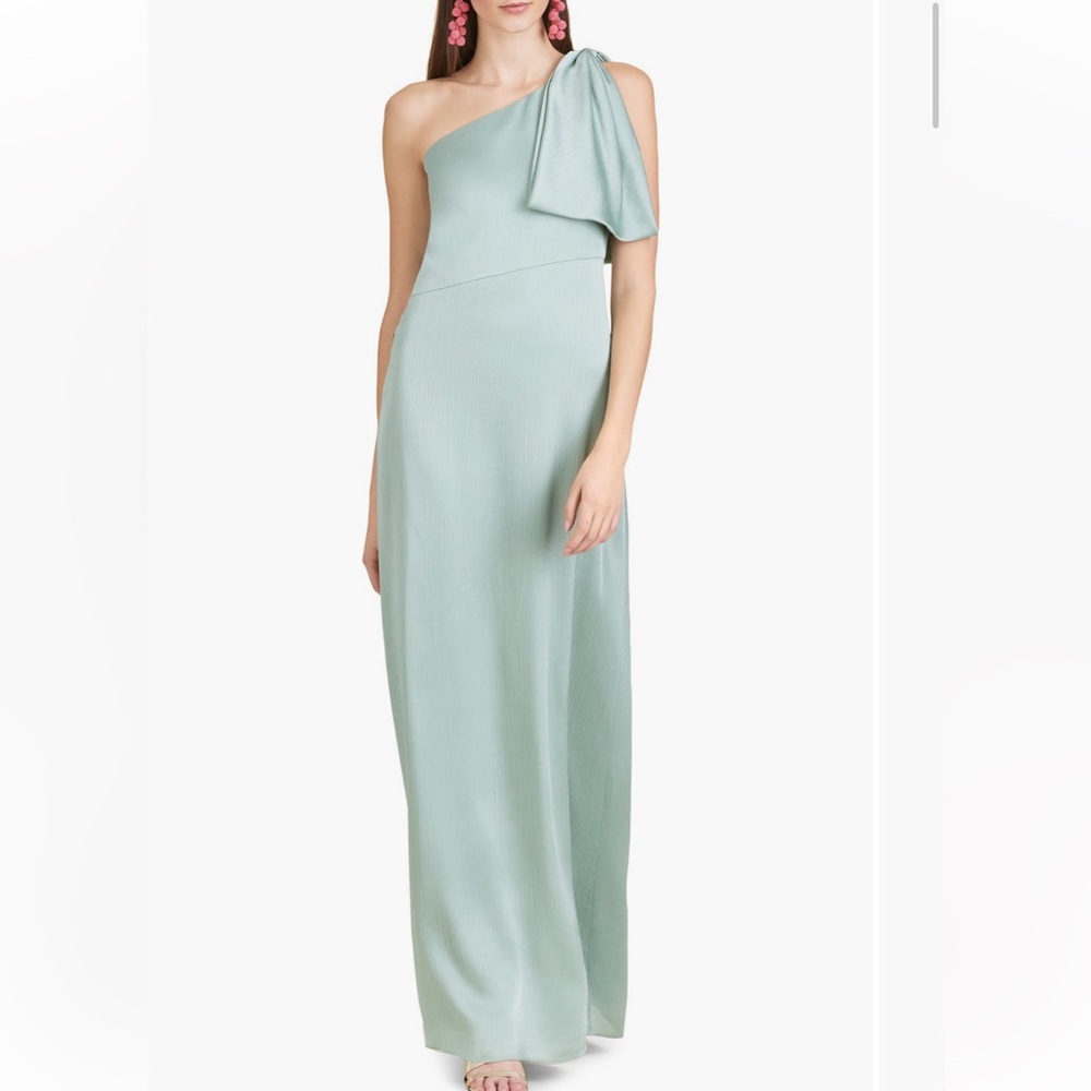 Sachin & Babi Chelsea Long One-Shoulder Blue-Green Aqua Gown Dress Size 2
